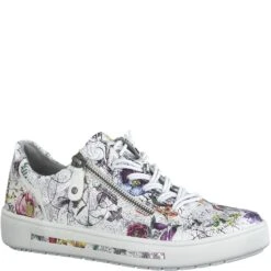 Jana Trainer Wide Fit WHITE FLOWER 23661-149