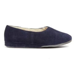 Morlands Ladies Ayr Navy Suede Sheepskin Lined Slipper