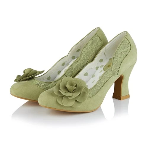 Ruby Shoo COURT SHOE Chrissie PISTACHIO With Lace And Flower Trim 1 Ruby Shoo COURT SHOE Chrissie PISTACHIO With Lace And Flower Trim