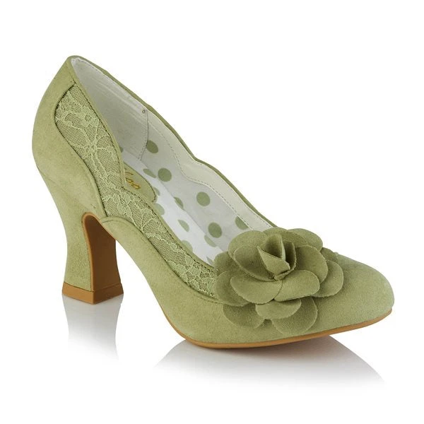 Ruby Shoo COURT SHOE Chrissie PISTACHIO With Lace And Flower Trim 2 Ruby Shoo COURT SHOE Chrissie PISTACHIO With Lace And Flower Trim - Image 2
