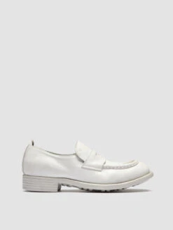 CALIXTE 020 - White Leather Penny Loafers
