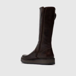 Fly London Mid Calf Boot RHEA BROWN With Zip -Cheap Shoes Shop FLY london long boot rhea brown z