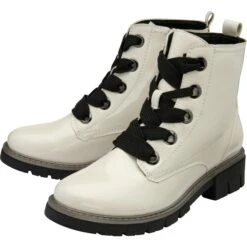 Lotus Ankle Boot With Lace And Zip Fastening Jojo WHITE PATENT ULB350 -Cheap Shoes Shop JOJOULB350WHTPATENTPAIR