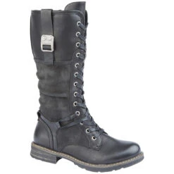 Cipriata GABRIELA Black Long Boot With Laces And Inside Zip
