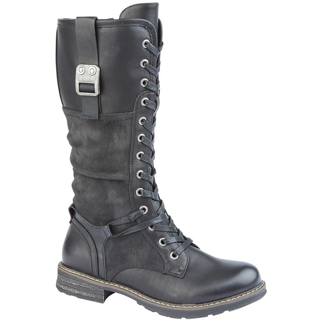 Cipriata GABRIELA Black Long Boot With Laces And Inside Zip 1 Cipriata GABRIELA Black Long Boot With Laces And Inside Zip
