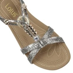 Lotus Sandal Stacey PEWTER PRINT ULP125 -Cheap Shoes Shop Lotus sandal stacy pewter snake print top