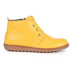 Lunar Ankle Boot With Lace And Zip GLR003 Claire YELLOW -Cheap Shoes Shop Lunar claire lace up leather boot yellow s