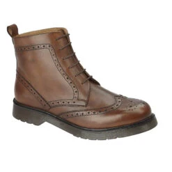 Grafters M792 BROWN Brogue Lace Up Ankle Boot With Air Cushioned Sole