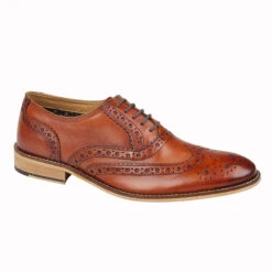 Roamers M9579 TAN Heavy Vintage Style Brogue Oxford Shoe