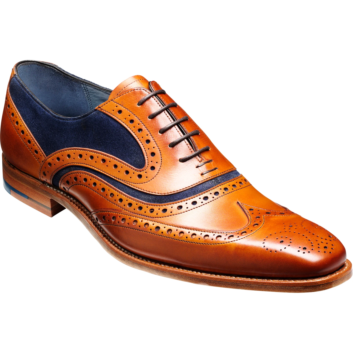 Barker BROGUE SHOE McCLEAN TAN Leather/BLUE SUEDE 1 Barker BROGUE SHOE McCLEAN TAN Leather/BLUE SUEDE