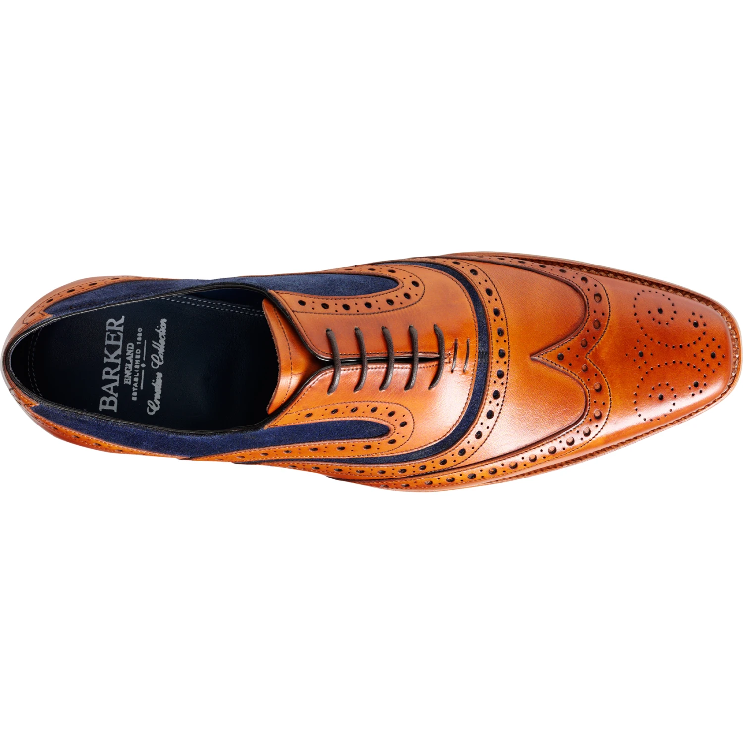 Barker BROGUE SHOE McCLEAN TAN Leather/BLUE SUEDE 2 Barker BROGUE SHOE McCLEAN TAN Leather/BLUE SUEDE - Image 2