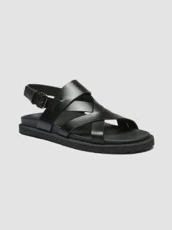 CHARRAT 002 - Black Leather Sandals -Cheap Shoes Shop OCUCHAT002SPOIL1000 3