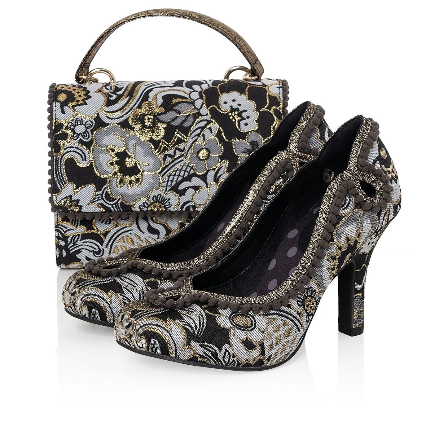 Ruby Shoo High Heeled Court Shoe Miley BLACK/GOLD 3 Ruby Shoo High Heeled Court Shoe Miley BLACK/GOLD - Image 3