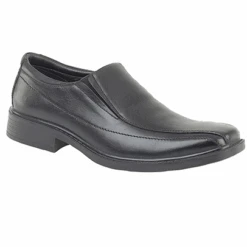 Roamers Lightweight Black Leather Smart Slip On Shoe M724A