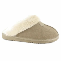 Ella Slipper Jill Beige Luxury Fur Lining And Memory Foam