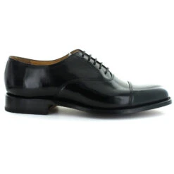 Barker TOE CAP SHOE Luton BLACK Leather HI SHINE -Cheap Shoes Shop barker luton black hishine side