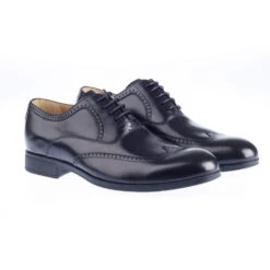 Steptronic BROGUE SHOE Bugos Black Soft Leather Wing Cap Lace Up Formal