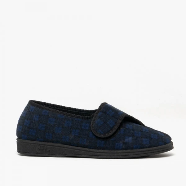 Comfylux Paul Navy Touch Fastening Mens Slipper 1 Comfylux Paul Navy Touch Fastening Mens Slipper