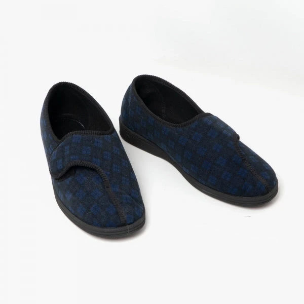 Comfylux Paul Navy Touch Fastening Mens Slipper 2 Comfylux Paul Navy Touch Fastening Mens Slipper - Image 2