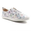 Lunar Plimsoll Style Exbury WHITE Floral Leather FLG015WT