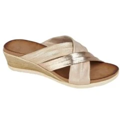 Cipriata Sandal Anella Champagne L680 Cross Strap Mule Style