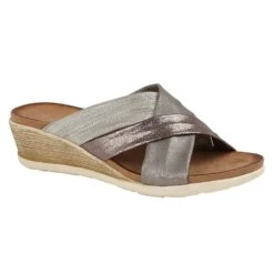 Cipriata Sandal Anella Pewter L680 Cross Strap Mule Style
