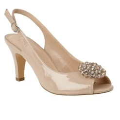 Lotus Ladies Nude Elodie Patent Sling-Back Shoes