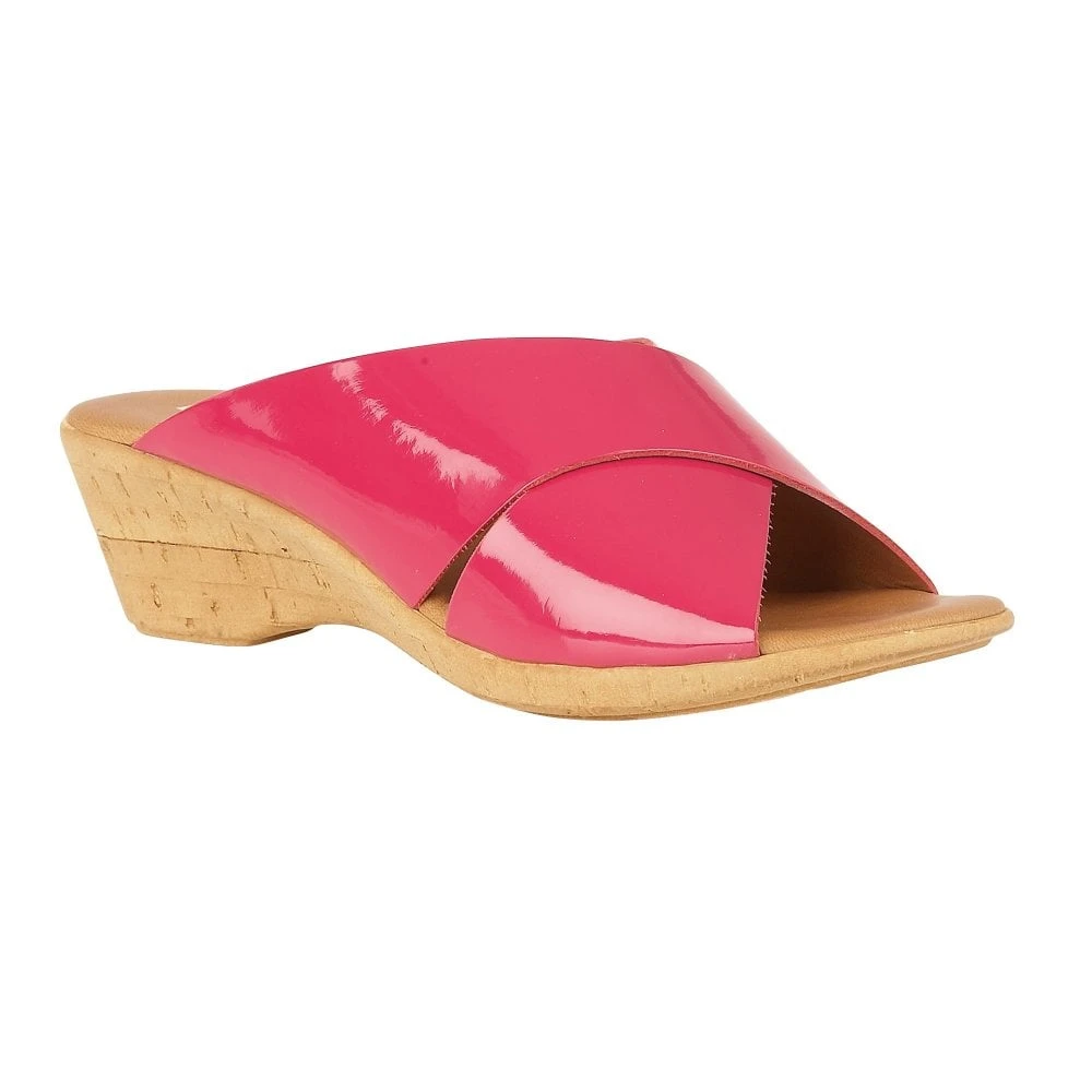 Lotus MULE Tonia PINK Patent WITH Wedge HEEL 1 Lotus MULE Tonia PINK Patent WITH Wedge HEEL