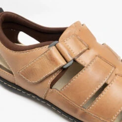 Mens Leather Caged Touch Fastening Sandals Brown M498 -Cheap Shoes Shop roamers jarvis mens leather caged touch fasten sandals brown p23478 184778 image