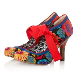 Ruby Shoo Willow BLACK BOTANICSMatching Bag Santiago Also Available