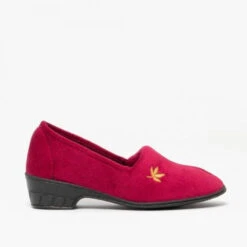 Sleepers Slipper With Heel Andover In Burgundy Velour