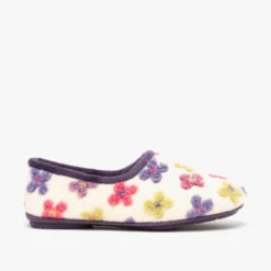 SLEEPERS GRACIE Ls382 Ladies Knitted Full Slippers Cream Multi