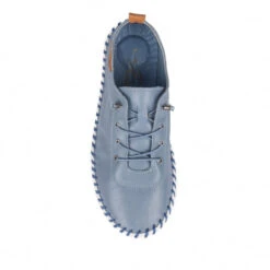 Lunar Plimsoll St Ives BLUE FLE030MB Soft Leather Elasticated Lace -Cheap Shoes Shop st ives leather plimsoll midblue t