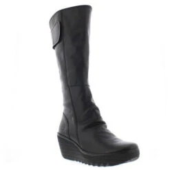 FLY London Long Boot Yulo Black Leather -Cheap Shoes Shop yulo3